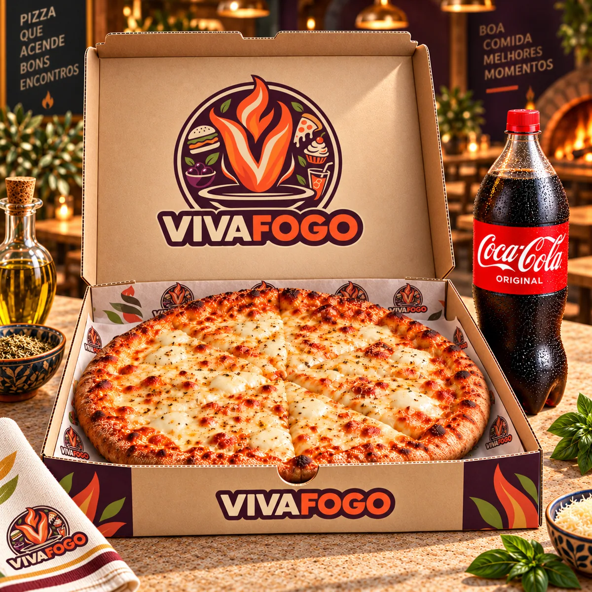 Pizza Três Queijos na Brasa